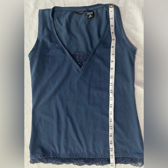 New York & Company Blue Sleeveless Fitted Camisole Tank Top Lace Detail XS - Picture 7 of 10